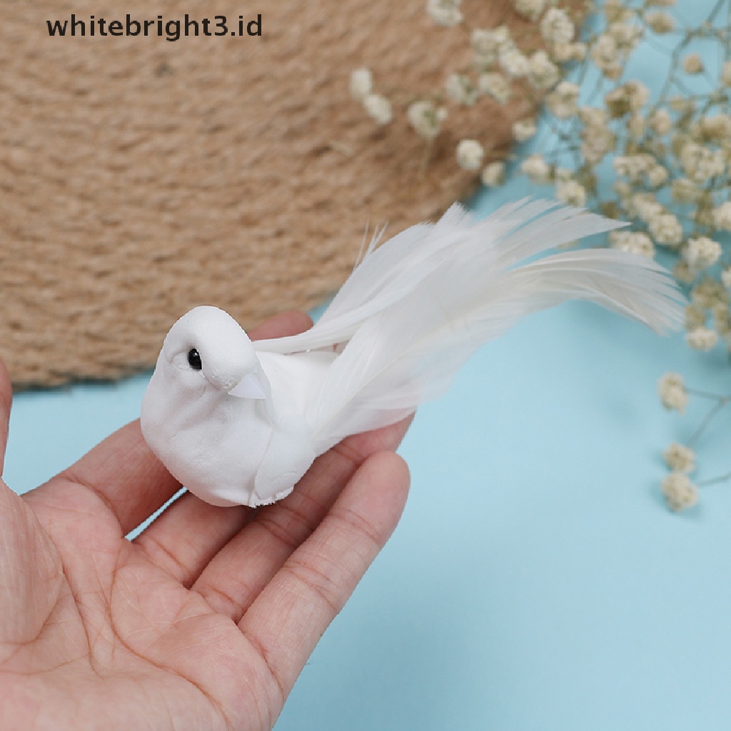 (whitebright3.id) 1pc Mainan Burung mini Imitasi Bahan Busa + Bulu Untuk Dekorasi