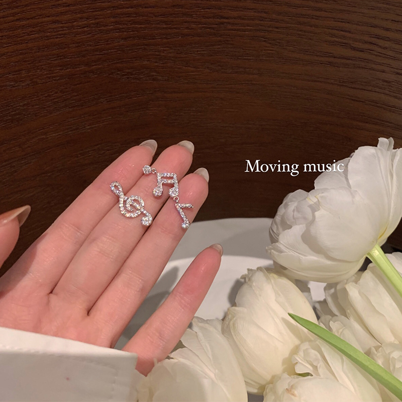 Anting Simbol Musik Untuk Wanita Aksesoris Telinga Berlian sparkle Korea