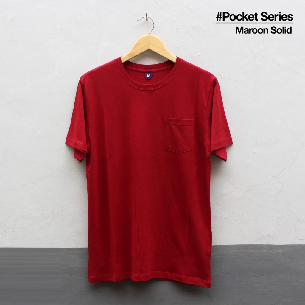 Kaos Pocket Pria – Maroon Solid | Kaos Saku Pria – Maroon Solid