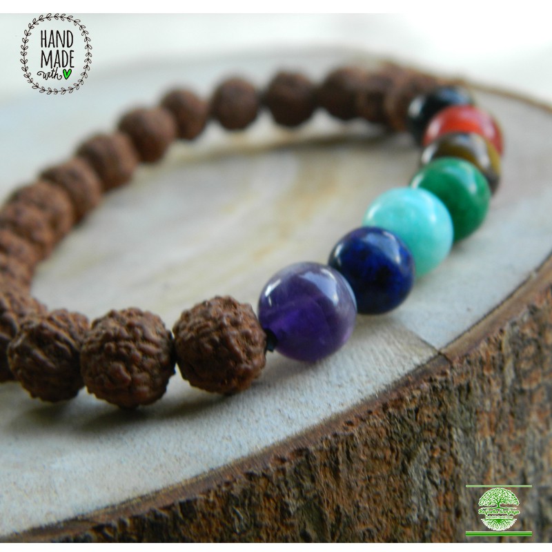 Gelang Handmade Rajarta Rudraksha Asli 7 Chakra Crystal