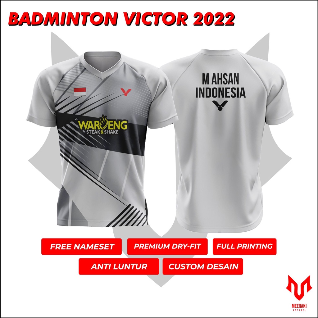 Jersey Kaos Badminton Victor Indonesia Hendra Ahsan Free Custom Nameset