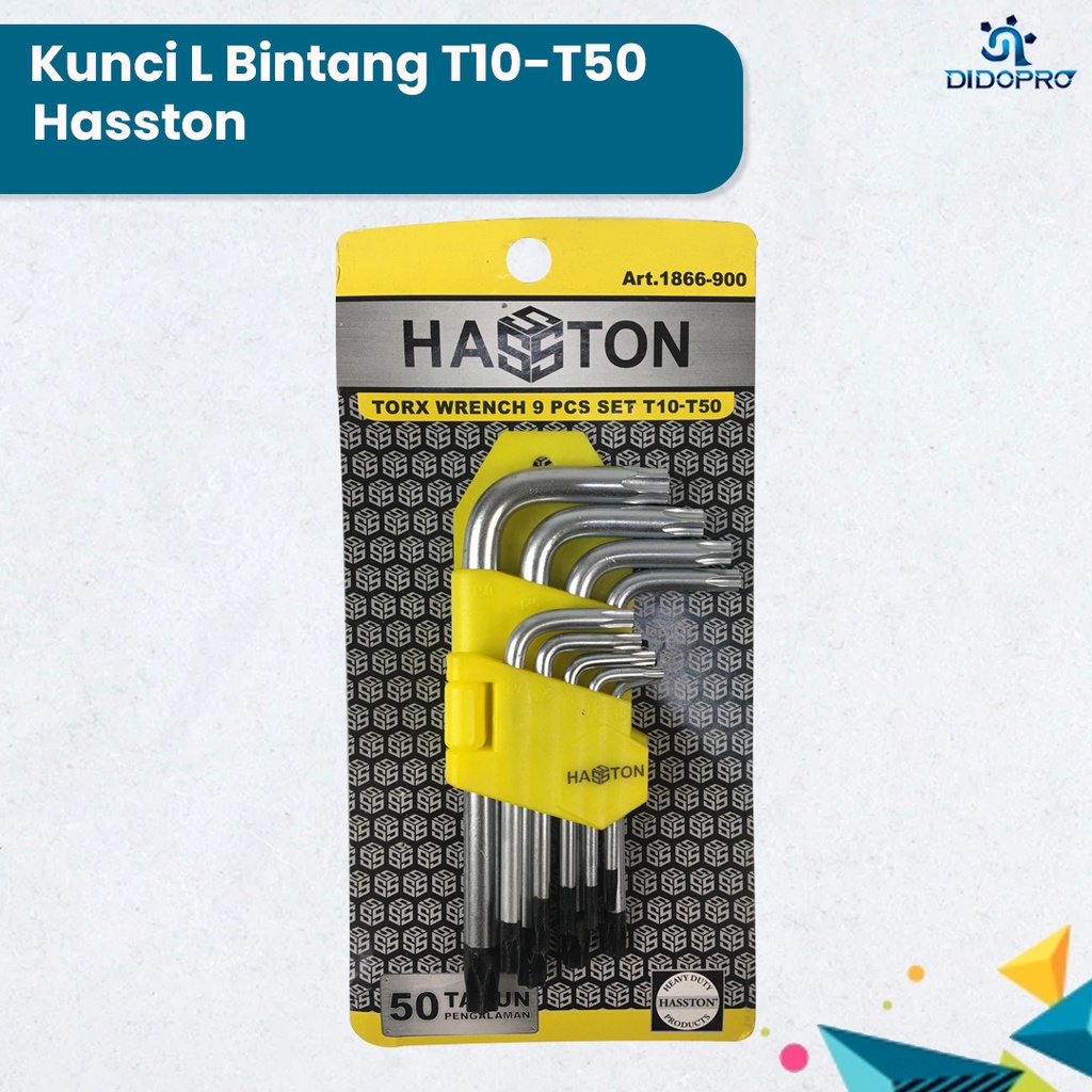 KUNCI L BINTANG PENDEK SET ISI 9 PCS HASSTON PROHEX T10-T50