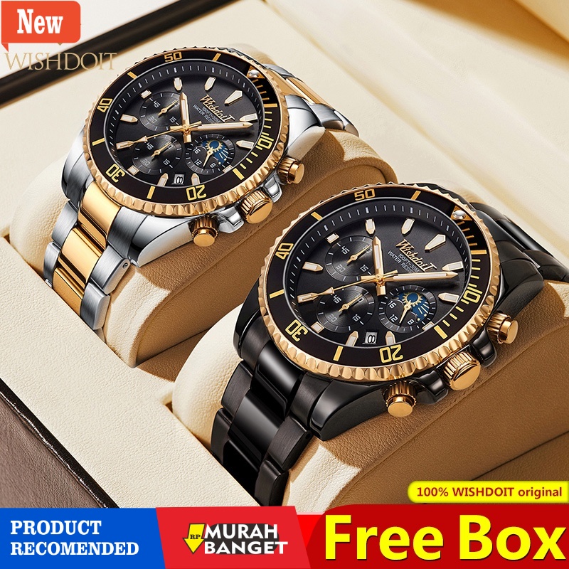 Jam pria analog terbaik- COD100%Original WISHDOIT Jam Tangan Pria Anti Air Cowok Men Watches Waterpr
