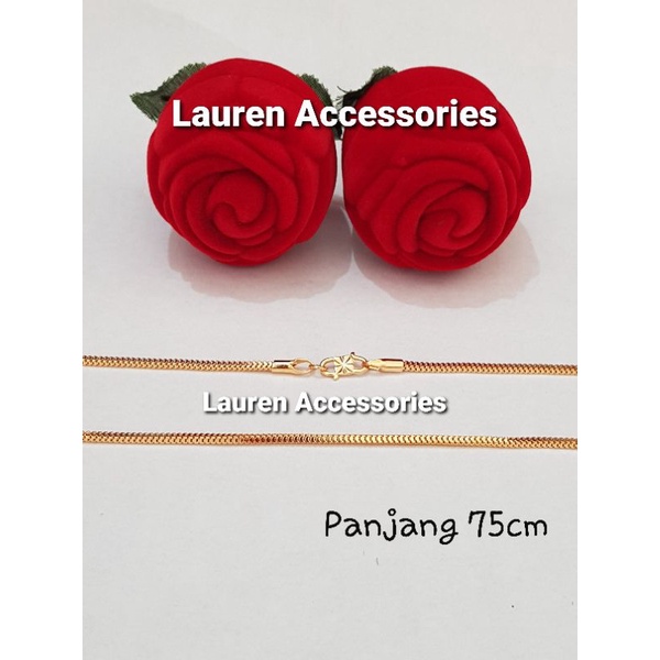 Kalung Dewasa Panjang 75cm Motif Milano Kotak Perhiasan Imitasi Lapis Emas Kuning KL 2402