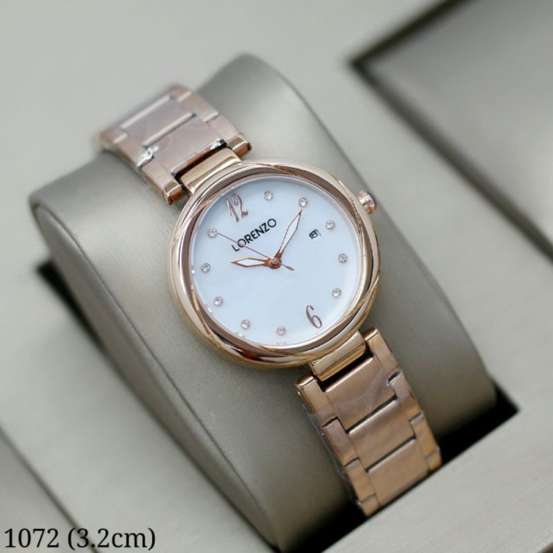 jam tangan wanita lorenzo ada tanggal tali setenlis