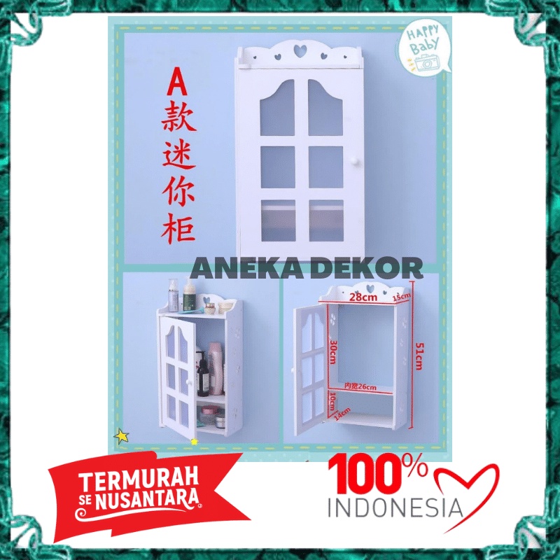 Tempat Simpan Lemari Kotak Penyimpanan Rak Modern Make Up Mekap Kamar Mandi Dekorasi Tembok Furnitur