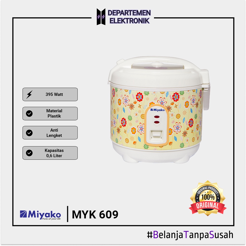 Miyako Magic Com MCM 609 / Rice Cooker MCM 609 - Yellow - [0.6L] MURAH BANGET / GARANSI RESMI