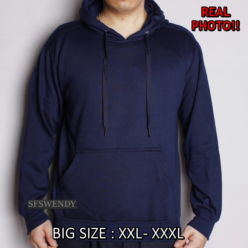 Jaket Pria Hoodie Polos Sweater Jumper Warna Navy biru dongker Big size XXXL original premium