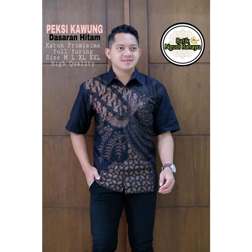 BATIK PRIA TERBARU S M L XL XXL BAJU kemeja batik pria lengan PENDEK NAVY HITAM MARRON DONGKER