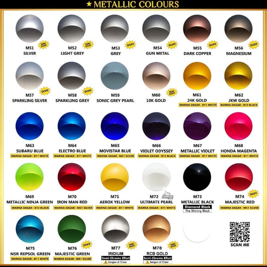 

Cat Semprot Sapporo Warna Metallic