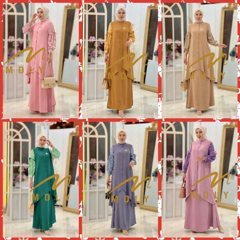 (s) MDLY ALUNA Baju Tunik set Rok Wanita muslimah One Set Aluna Set By Mdly. Twear