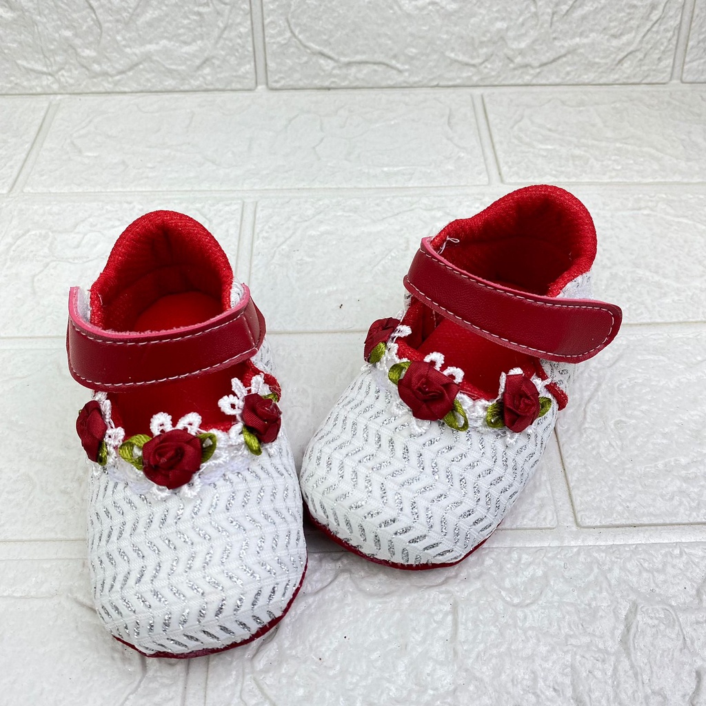 [TAMAN SEPATUKU] SEPATU TRENDY MURAH PREWALKER BABY BAYI ANAK PEREMPUAN PAYET BUNGA 0-12 BULAN XPX01