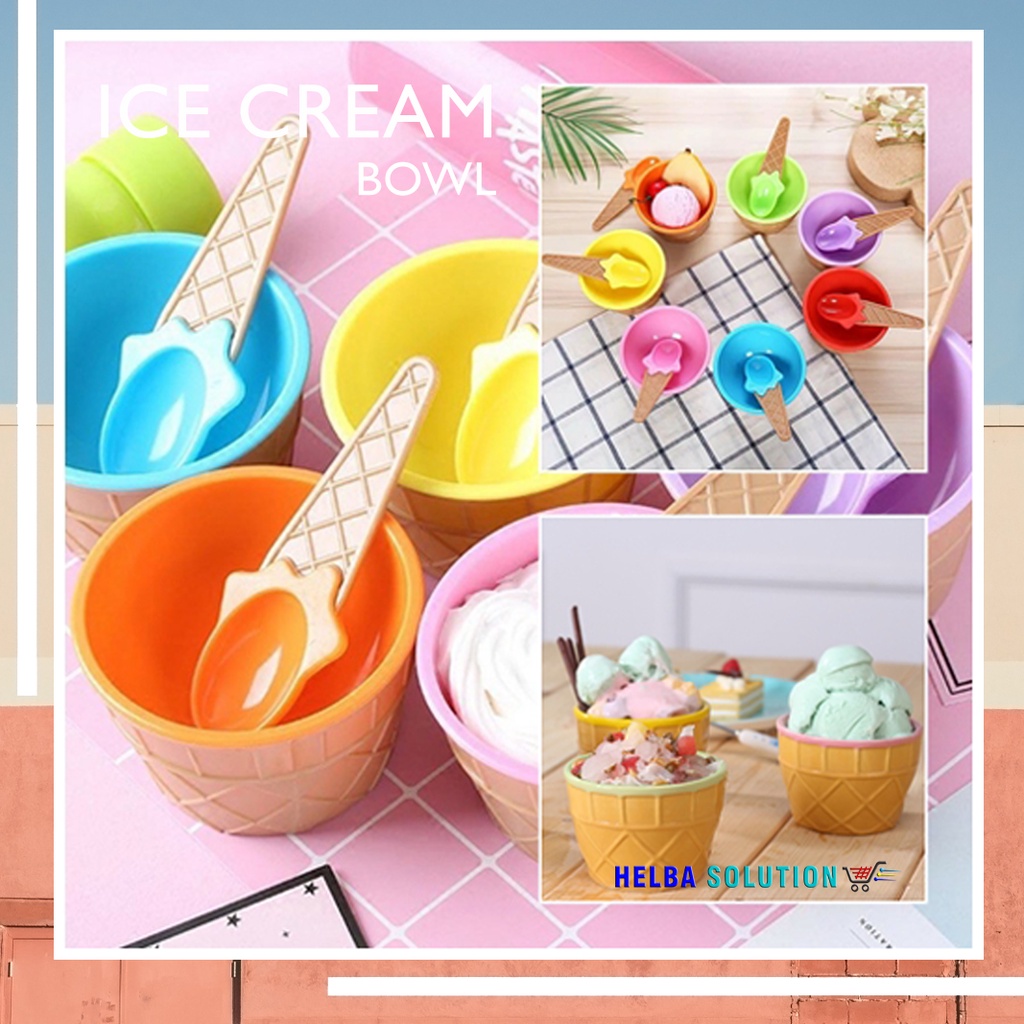 Jual Set Mangkuk Es Krim Es Buah Puding Mangkok Souvenir Warna Warni Motif Karakter Ice Cream 6911