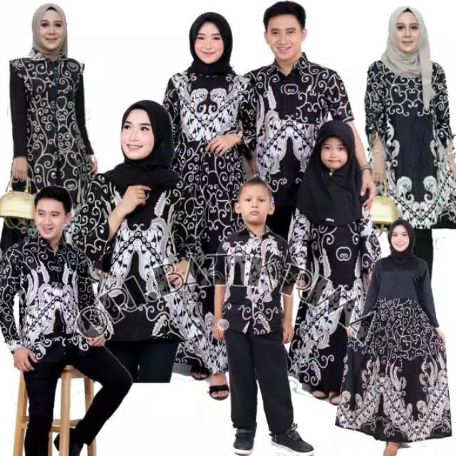 Batik Couple / Batik Couple Keluarga / Gamis Jumbo / Couple Keluarga / Manuk Tarung Abu