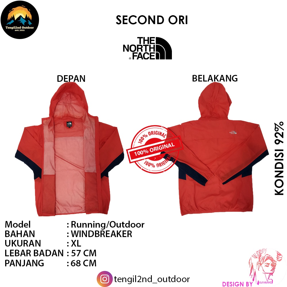 The North Face Jaket Hiking / Jaket Gunung / Hiking Jaket / Hiking Jacket Merah- Second ORI Size XL 