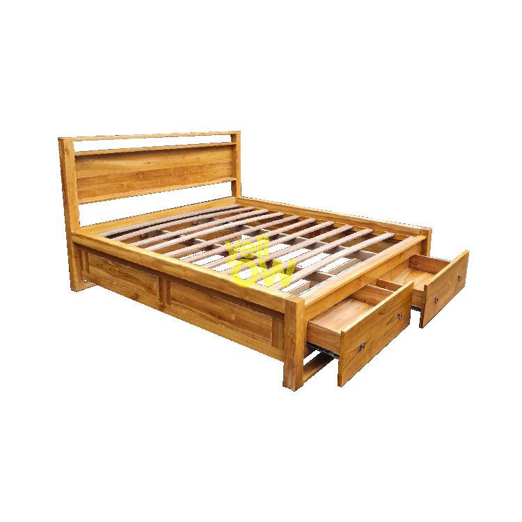 Ranjang Tempat Tidur Minimalis Kayu Jati Dipan Laci Furnitur Jepara