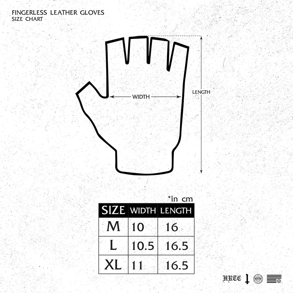 Heretic - Fingerless Leather Gloves - Sarung Tangan Kulit - Pentagram