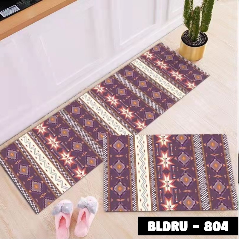 FLEUR-ID - 1 SET PREMIUM BLUDRU (40*60 CM & 40*120 CM) KESET DAPUR LEMBUT ANTI SLIP-BLDRU - 804
