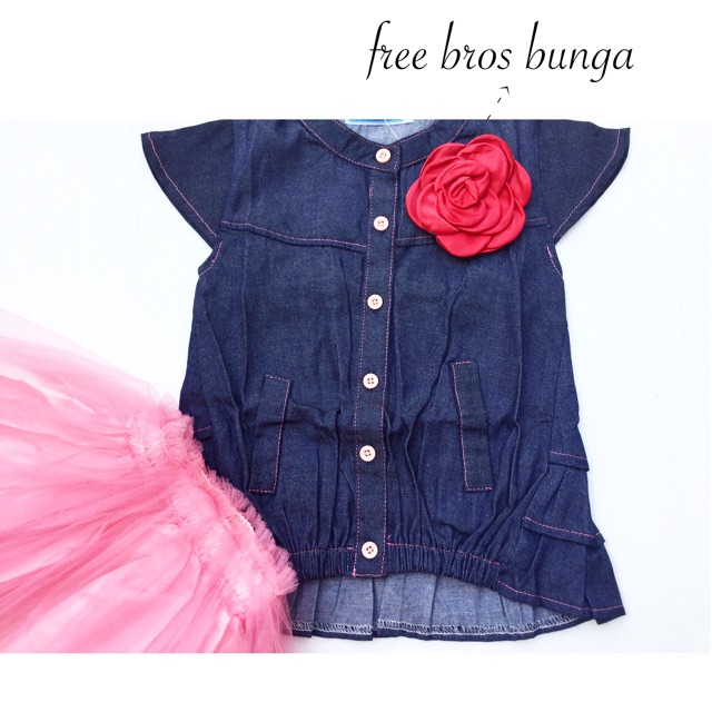 emily dress Baju Setelan Jeans Pergi Lucu Fashion Anak Bayi Perempuan Cewek Terlaris Murah Lucu