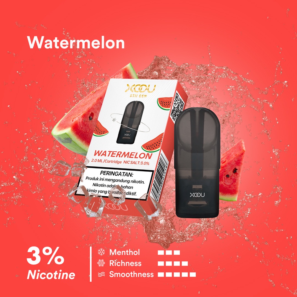 [PNCSID] [RELX COMPATIBLE] XOOU Mint Flavour Pods / Cartridge - Watermelon