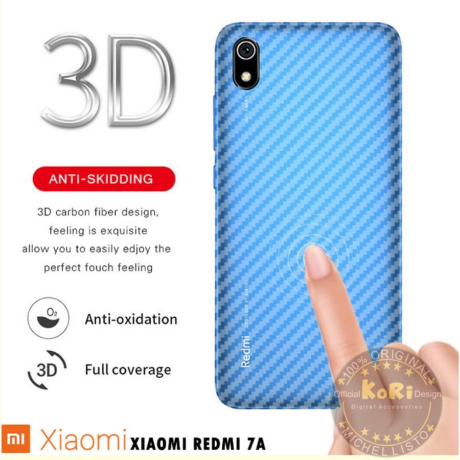 Back skin karbon atau gaskin carbon 3d redmi 7a, anti gores anti jamur anti licin