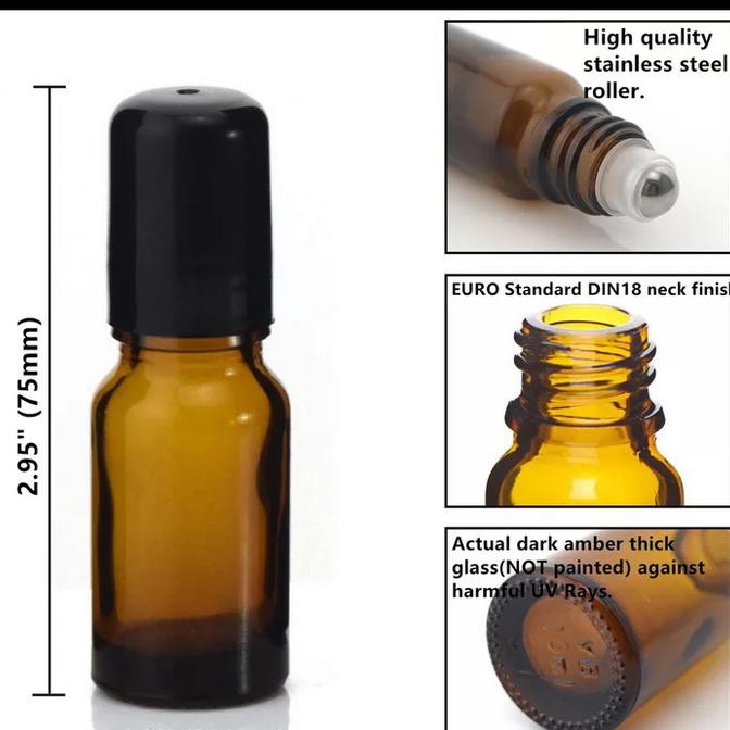 BOTOL ROLL ON AMBER KACA TEBAL 10ML