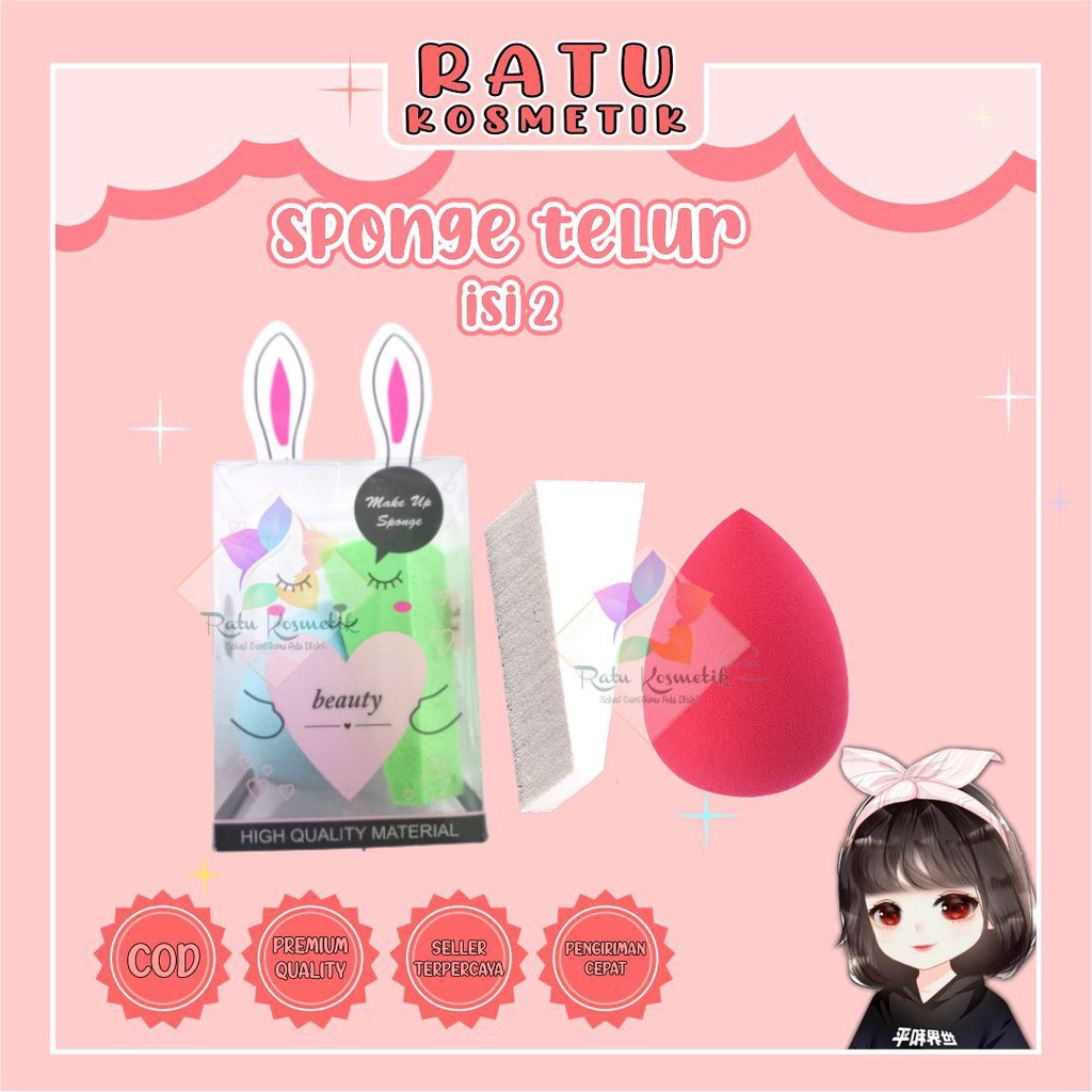 ❤ RATU ❤ Sponge Telur | Spon Egg Make Up | Spons Beauty Blender Besar Kecil