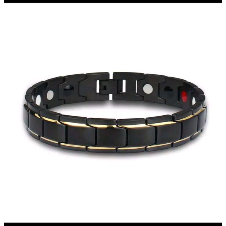 bio elemen batu energi terapi magnet Gelang Kesehatan Pria Bahan Titanium Magnetic Bio Magnetik Anti