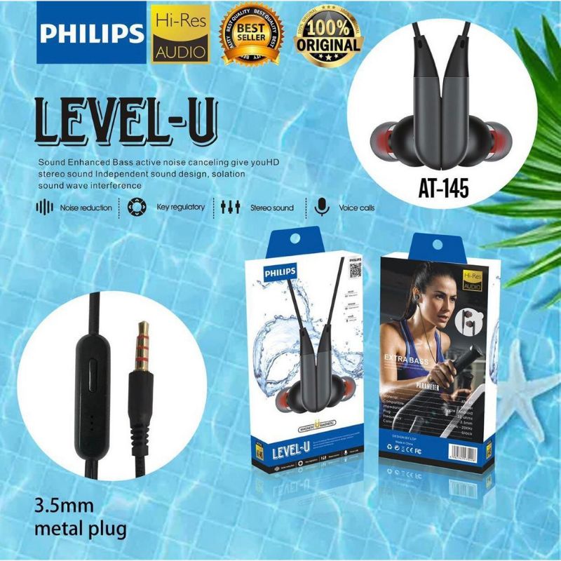 Handsfree Premium Quality Philips AT-145 Bass+ with mic