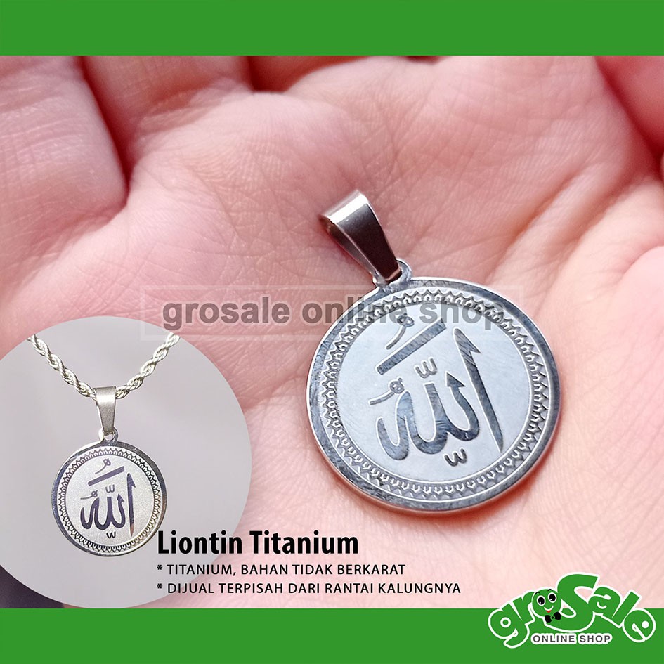 Liontin Bandul Titanium Kaligrafi Nama Allah Plat Aksesoris Fashion Muslim Perhiasan Kalung Fashion