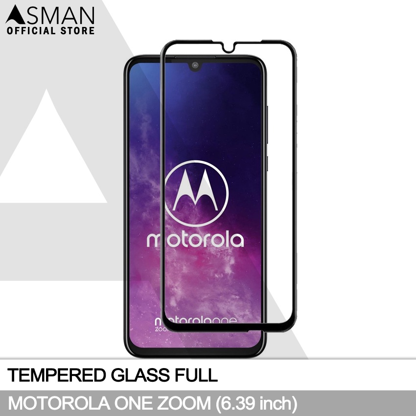 Tempered Glass Full Motorola One Zoom (6.39&quot;) | Anti Gores Kaca - Hitam