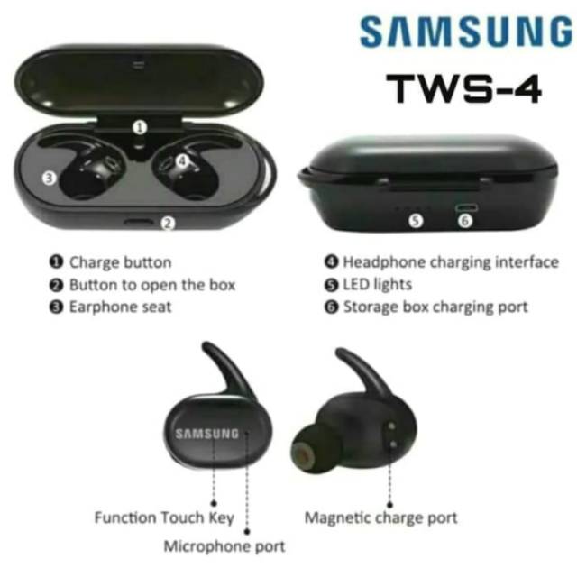 Headset Bluetooth Sport SAMSUNG Wireless Earphone Stereo TWS 4 TWS4 - Putih