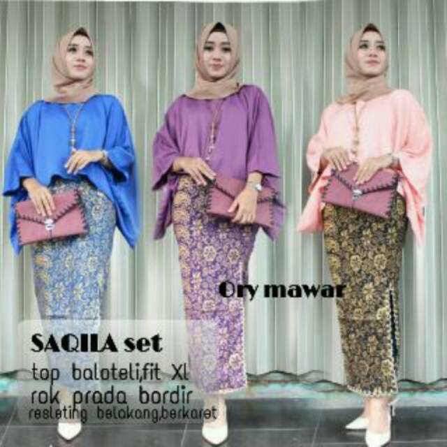 READY SERAGAMAN Set kebaya batik Saqila kebaya batwing batik modern atasan kebaya jumbo big size