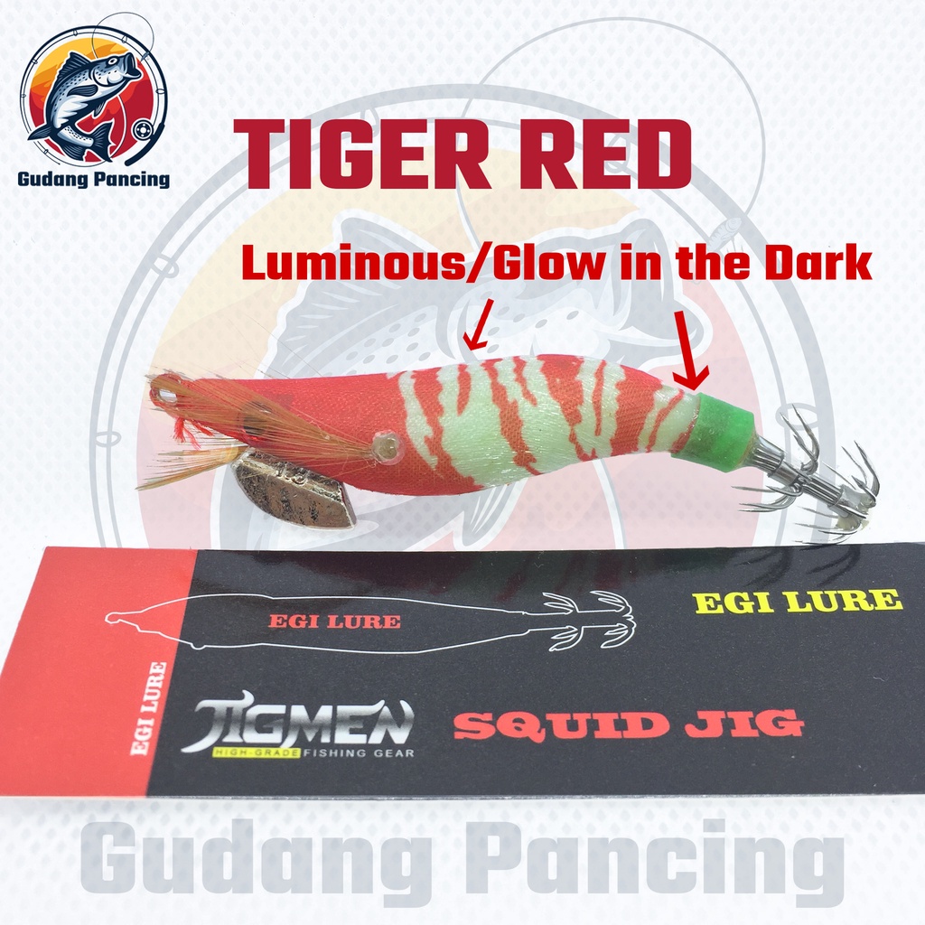 JIGMEN Umpan Cumi Egi Lure Squid Jig Ukuran 1.8 Panjang 7.5cm Luminous atau Glow In The Dark