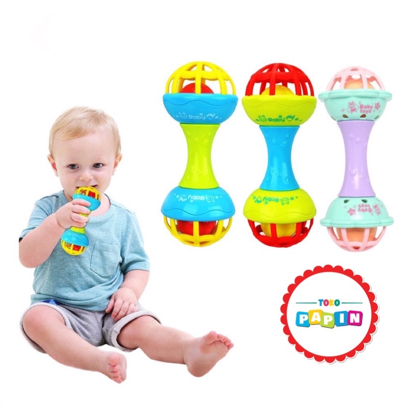 TokoPapin Mainan Bayi Kerincingan Rattle Teether Stick Gigitan Anak Bayi BPA Free