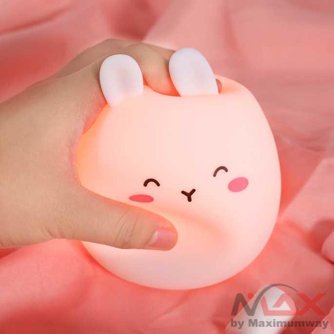 Lampu tidur bayi karakter kartun kelinci sangat lembut aman digigit bayi cartoon Lampu Tidur Bayi Lucu LED RGB Light Model Kelinci lampu tidur anak kamar tidur pajangan Cute Rabbit Night Light 9 Colors Silicone USB Rechargeable Touch for Kids Baby