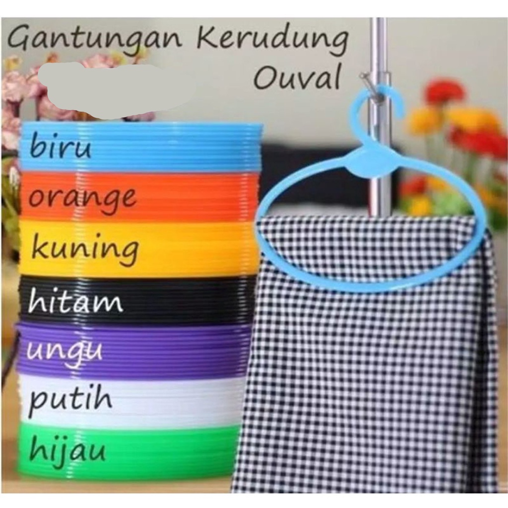 Gantungan hijab Oval -- AC 16 -- Hanger Kerudung Jilbab Syal Scarf Pashmina Bentuk bulat oval untuk rak lemari alamari baju pakaian perlengkapan fashion muslim wanita alat peralatan rumah tangga