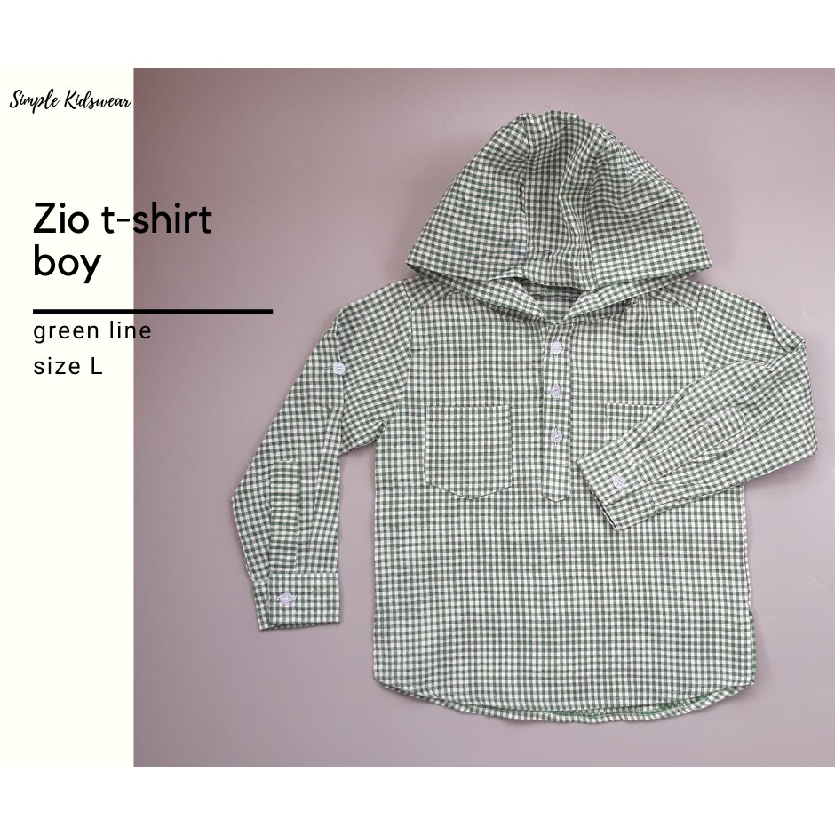 Baju Kemeja Anak Laki | ZIO T-SHIRT BOY  | GREEN LINE | [OZSK]