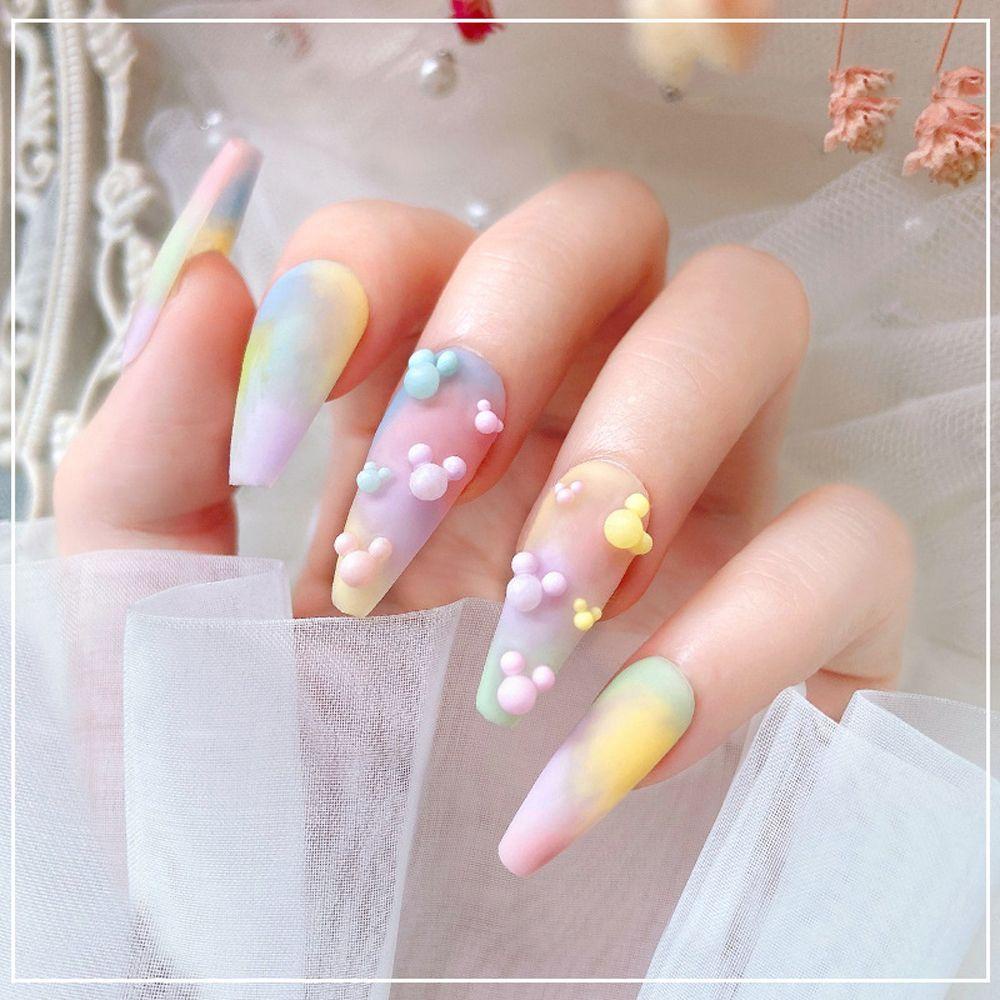 Mxbeauty Manik-Manik Kristal Charms Bentuk Bulat Warna Pink Biru Untuk Aksesoris Nail Art|Manik-manik Bubble Warna-Warni