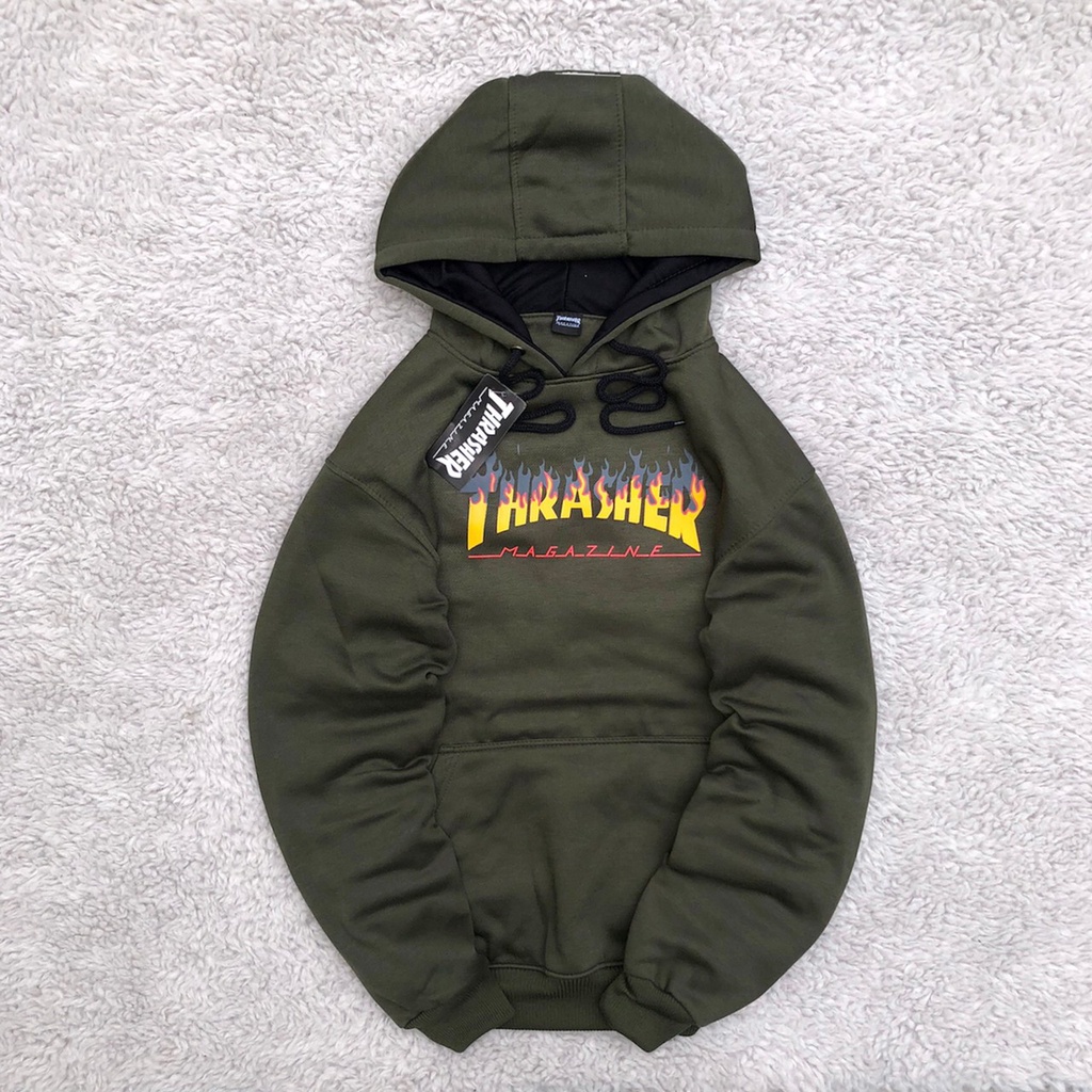 Jaket Hoodie Motif Api *Thrasher Magazine / Sweater Motif Api Unisex / Hoodie Casual Pria Wanita Terbaru /  Sweater Motif Api Thrasher Magazine