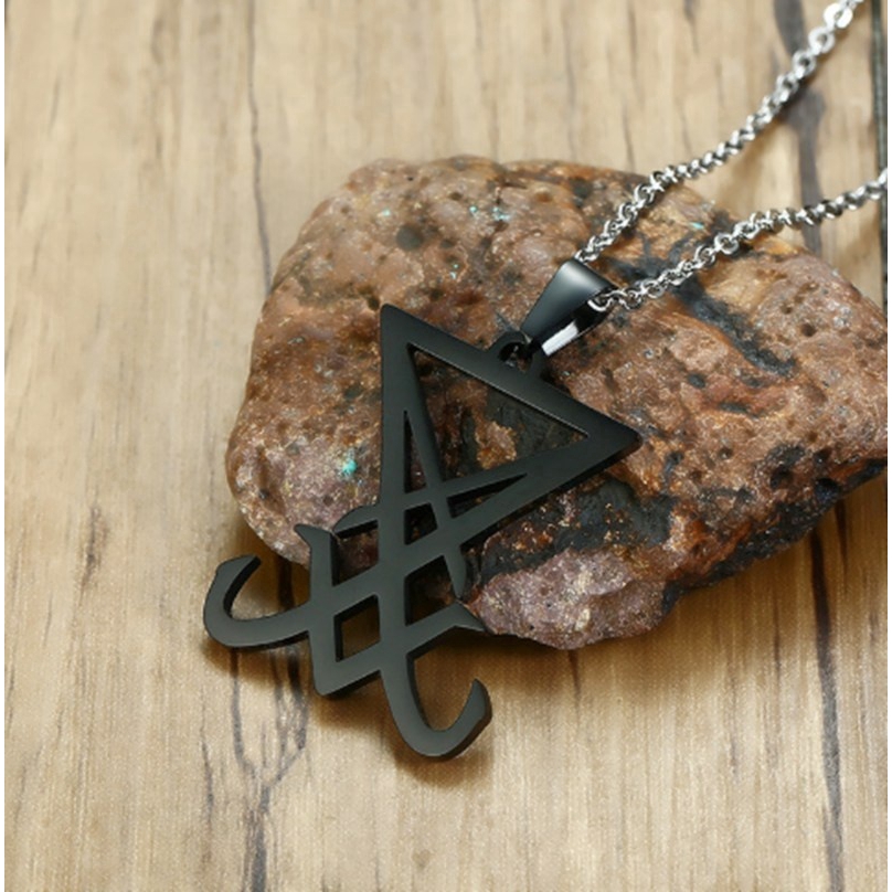Lucifer Satanic Jewelry Pendant Necklace In Black Gothic Dark Occult Esoteric Pagan Satan Jewels