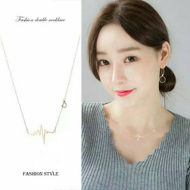 GG kalung Heart Beat Titanium#kL-127