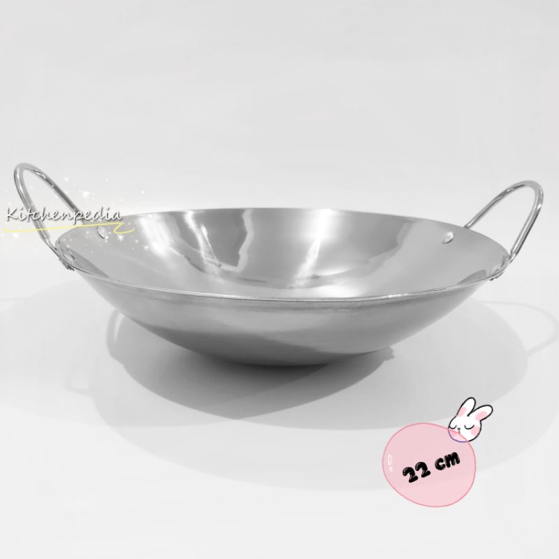 Kuali Mini Stainless Tebal Penggorengan Kecil Wajan Masak Panci 22cm