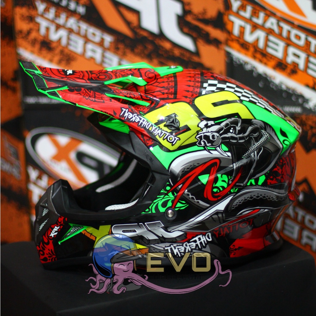 HELM JPX CROSS_SERI X16 - FLUO GREEN GLOSS + GOOGLE SNAIL (ONGKIR 2 KG) HELM JPX TERBARU