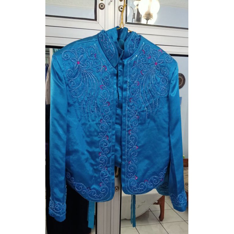 Preloved beskap pengantin jawa warna biru tosca