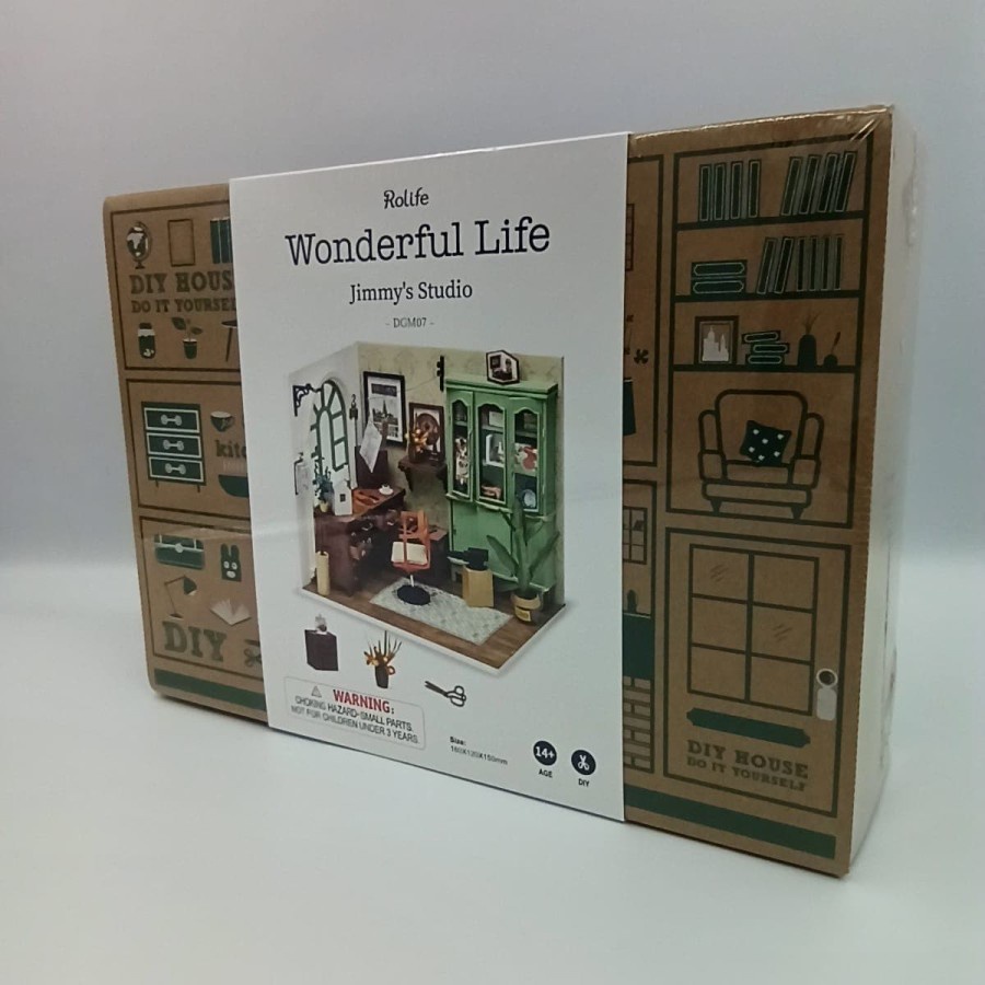 ROLIFE Robotime DIY Wonderful Life Jimmy's Studio DGM07 Miniature Wooden Dollhouse Toy And Hobby Collection