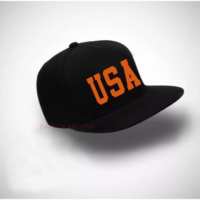 Topi Snapback USA Distro Keren - topi Snapback USA Logo warna Orange/ Bayar Ditempat