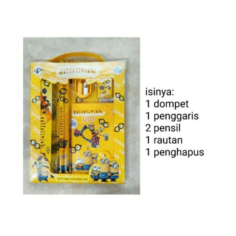 

paket alat tulis study set dan dompet karakter Minion Minions