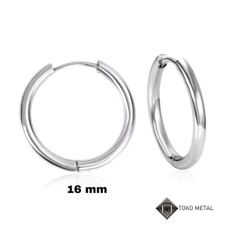 Anting Hoop 100% Titanium Pria Dan Wanita 10mm, 12mm &amp; 14mm[ Toko Metal ]