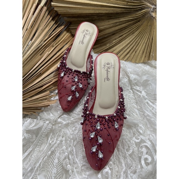 sepatu Rafaizoutfit sepatu sintya merah marron sepatu wedding sepatu cantik tinggi 7cm tahu